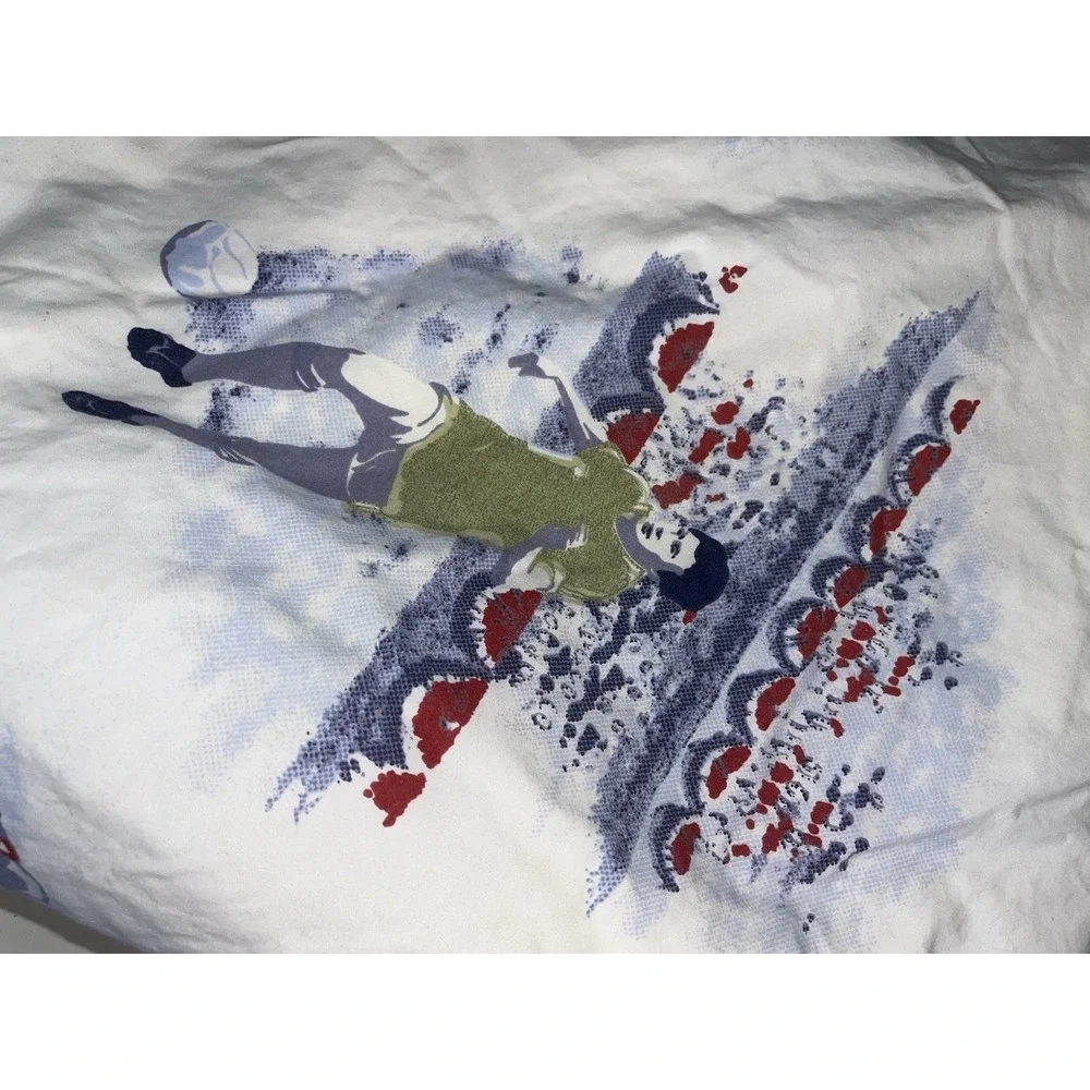 POTTERY BARN MVP SPORTS BLUE RED BASEBALL FOOTBALL SOCCER Queen Size